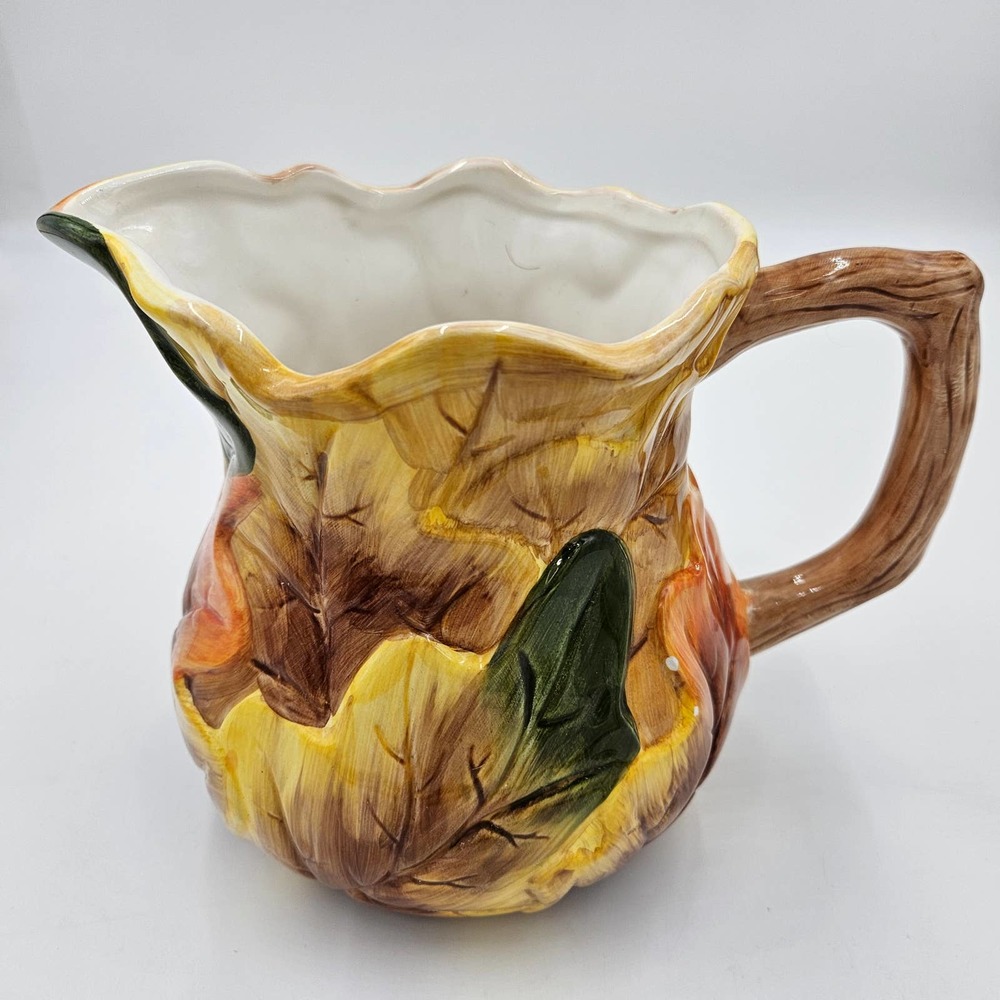 Autumn Harvest Leaf Pitcher Brown, Orange, Yellow - Picture 1 of 5